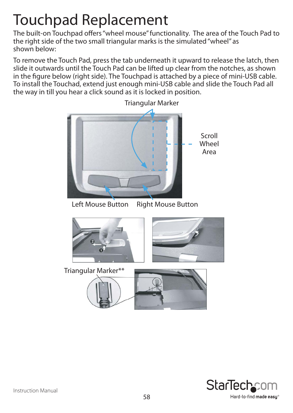 Touchpad replacement | StarTech.com CABCONS1716I User Manual | Page 62 / 65