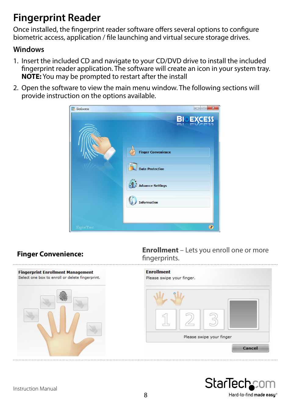 Fingerprint reader | StarTech.com RKCOND17HDGB User Manual | Page 11 / 16