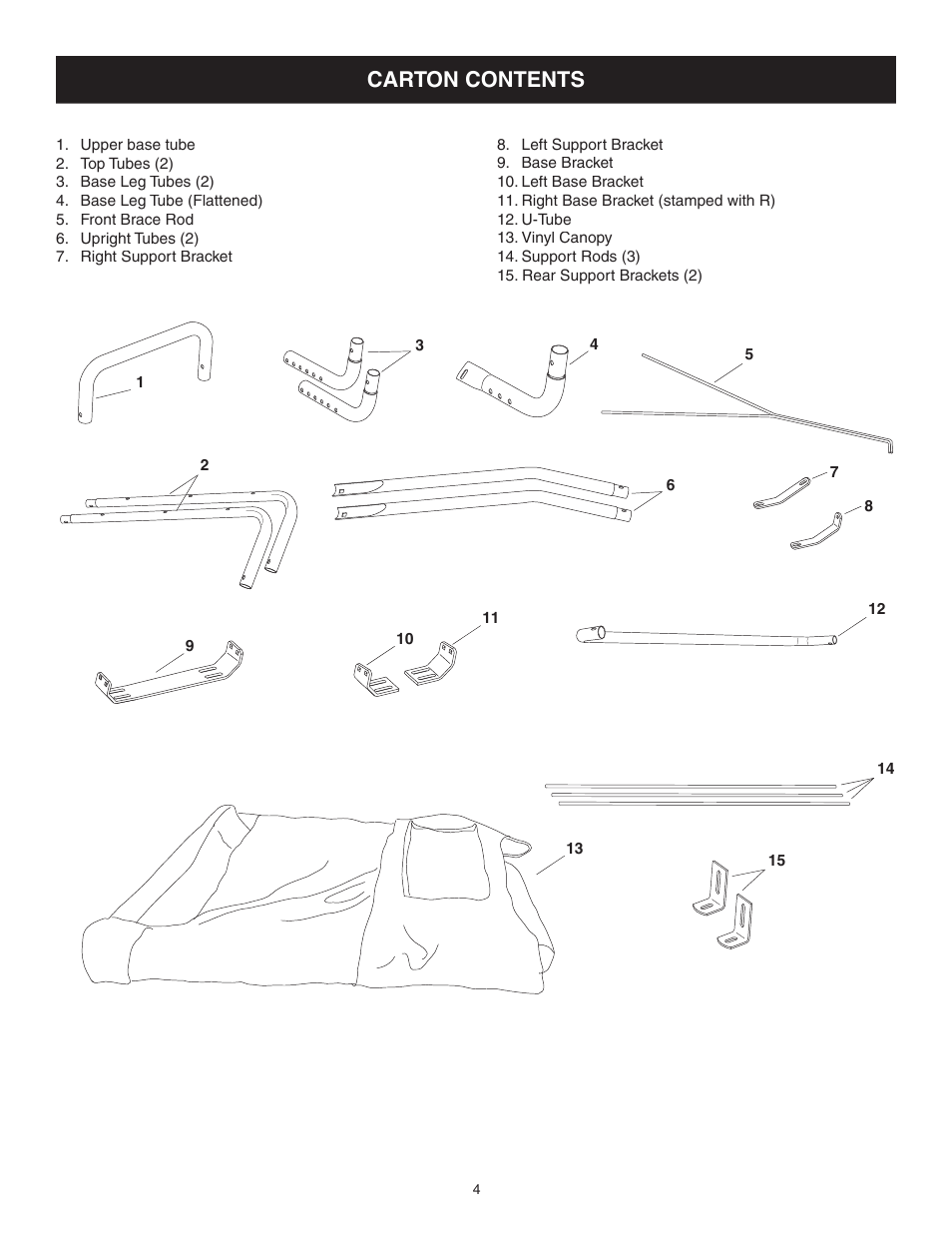 Carton contents | Craftsman SNOW CAB 486.24276 User Manual | Page 4 / 12