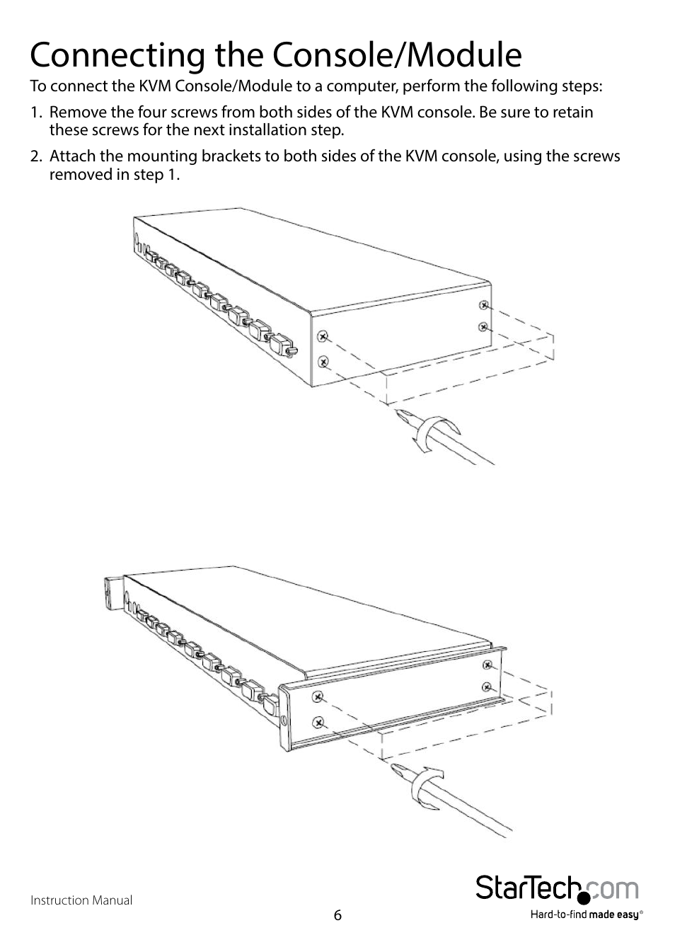 Connecting the console/module | StarTech.com RACKCONSxxxx User Manual | Page 9 / 26