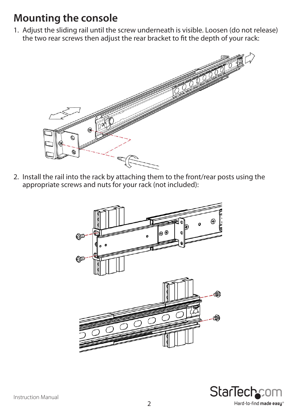 Mounting the console | StarTech.com RACKCONV1901 User Manual | Page 5 / 16