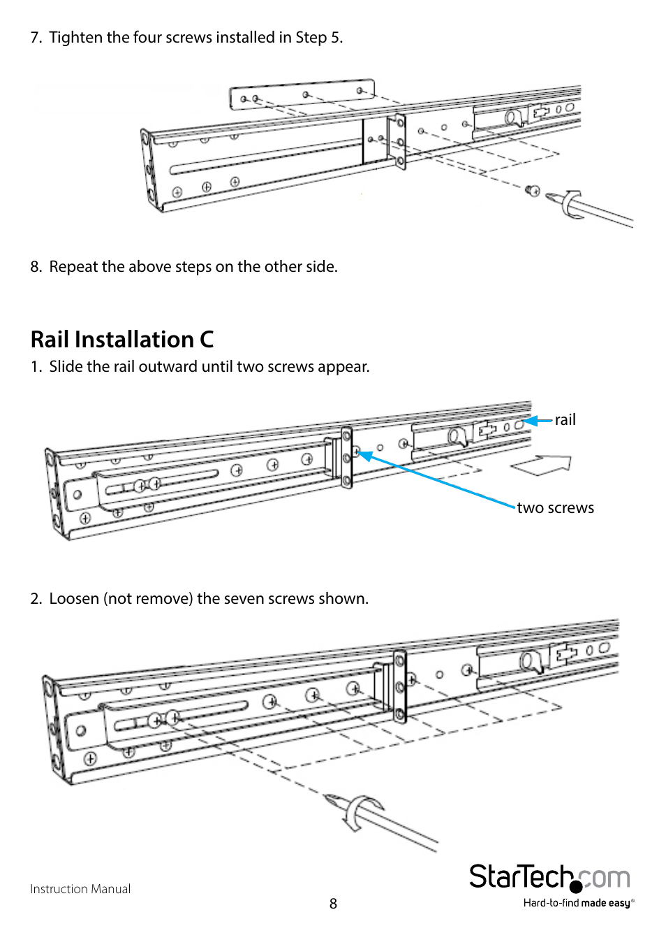 Rail installation c | StarTech.com RKCONS17HDGB User Manual | Page 11 / 20