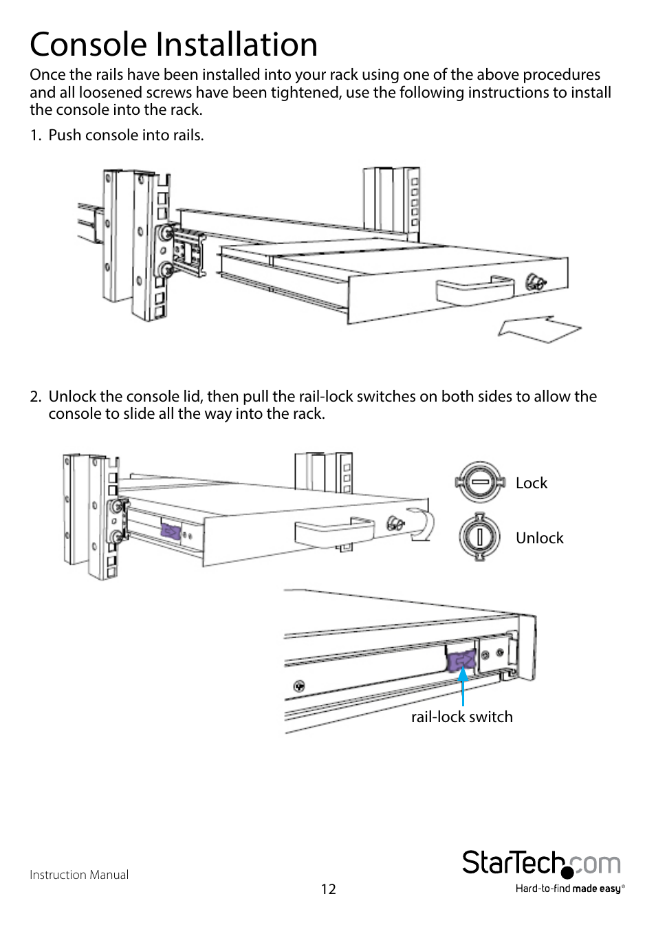 Console installation | StarTech.com RKCONS17HDGB User Manual | Page 15 / 20