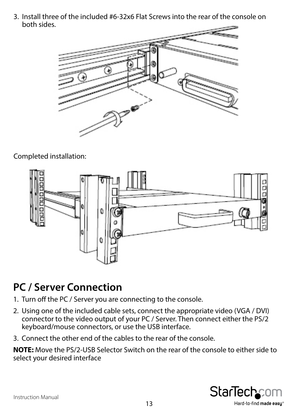 Pc / server connection | StarTech.com RKCONS17HDGB User Manual | Page 16 / 20