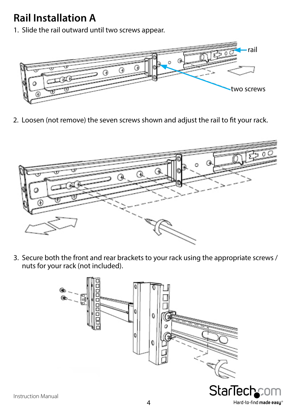 Rail installation a | StarTech.com RKCONS17HDGB User Manual | Page 7 / 20