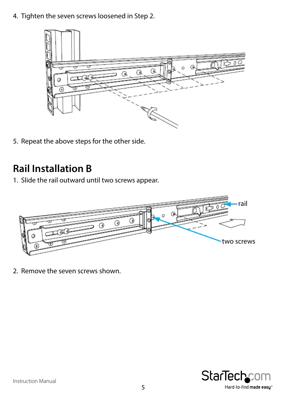 Rail installation b | StarTech.com RKCONS17HDGB User Manual | Page 8 / 20