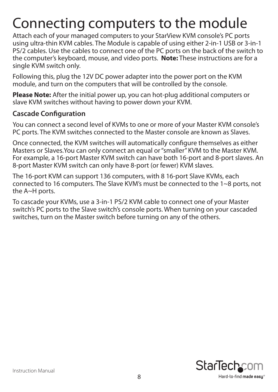 Connecting computers to the module | StarTech.com RKCONS1916EU User Manual | Page 11 / 27