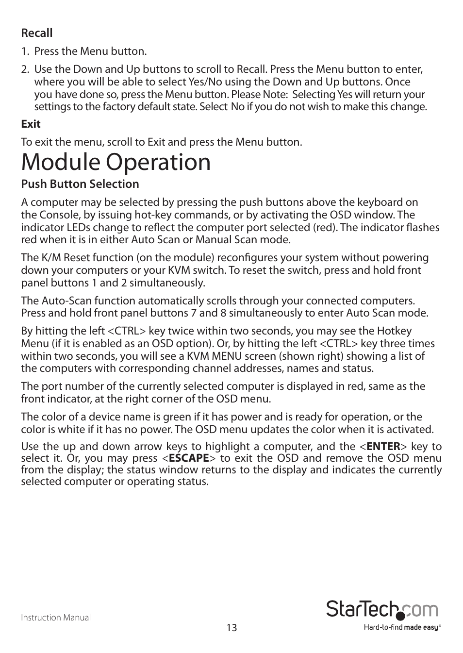 Module operation | StarTech.com RKCONS1916EU User Manual | Page 16 / 27