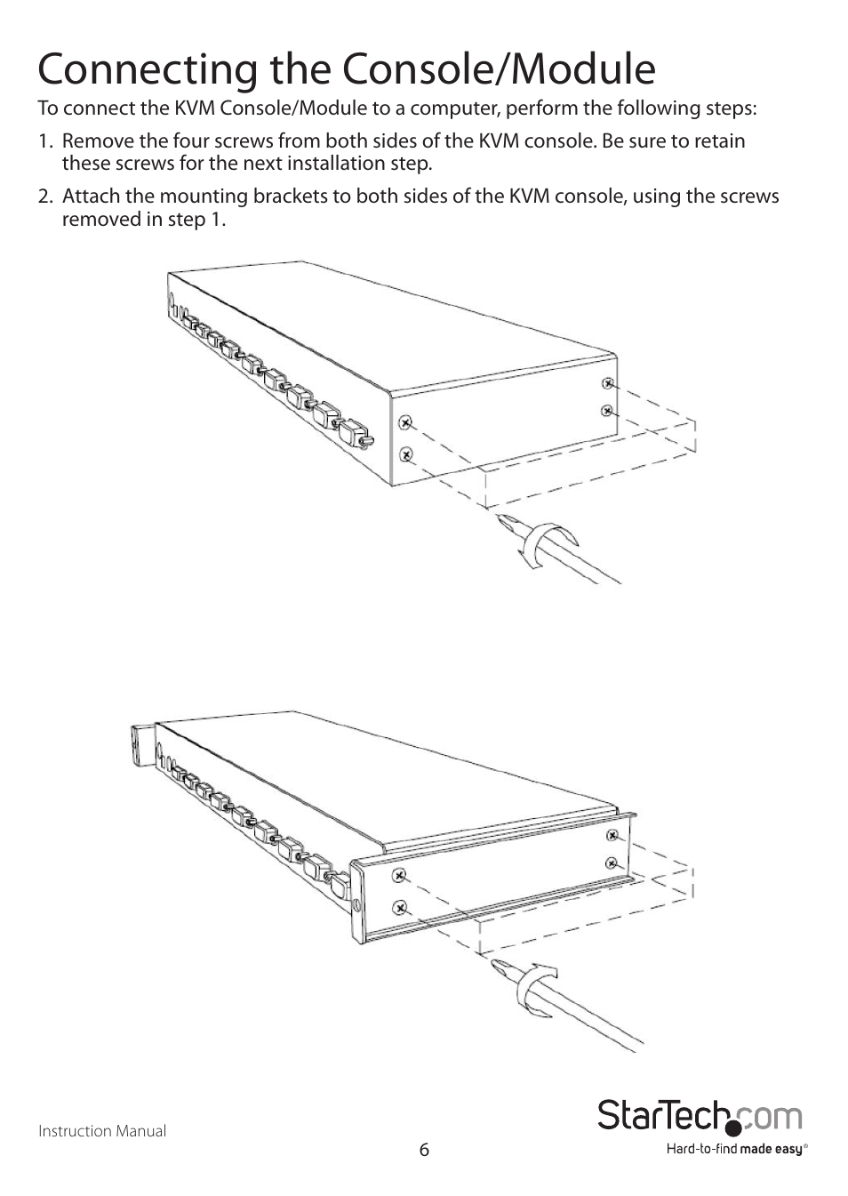 Connecting the console/module | StarTech.com RKCONS1916EU User Manual | Page 9 / 27