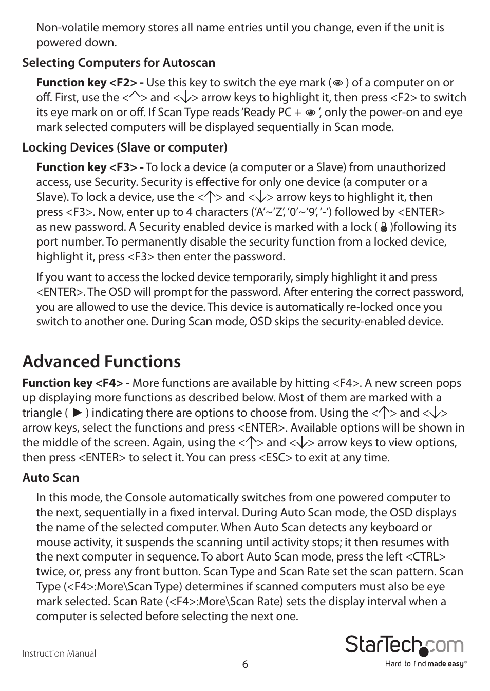 Advanced functions | StarTech.com CAB1631HDU User Manual | Page 9 / 18