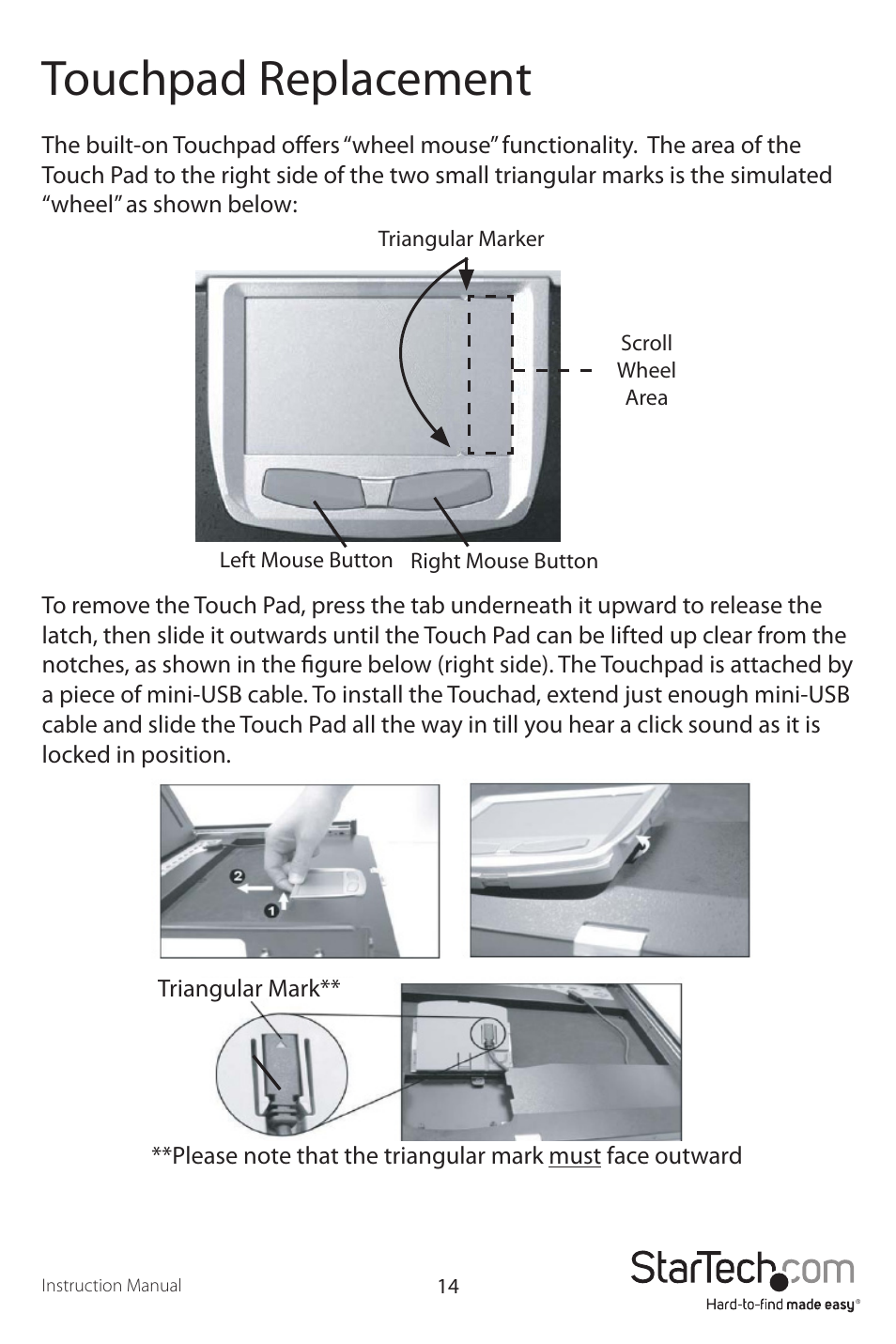 Touchpad replacement | StarTech.com 1UCABCONS19 User Manual | Page 17 / 20