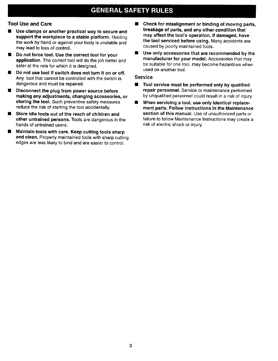 General safety rules | Craftsman 315.279940 User Manual | Page 3 / 16