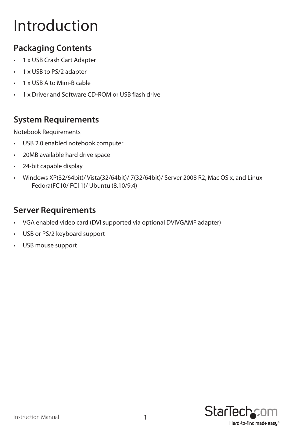 Introduction | StarTech.com NOTECONS01 User Manual | Page 4 / 18
