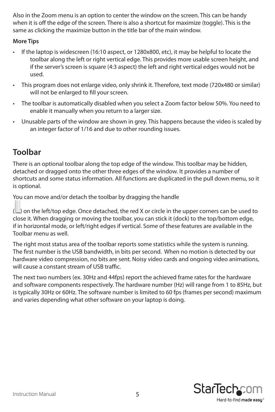Toolbar | StarTech.com NOTECONS01 User Manual | Page 8 / 18