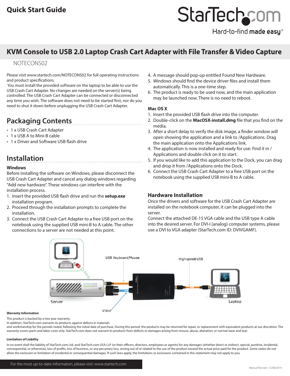 StarTech.com NOTECONS02 Quick Start User Manual | 1 page