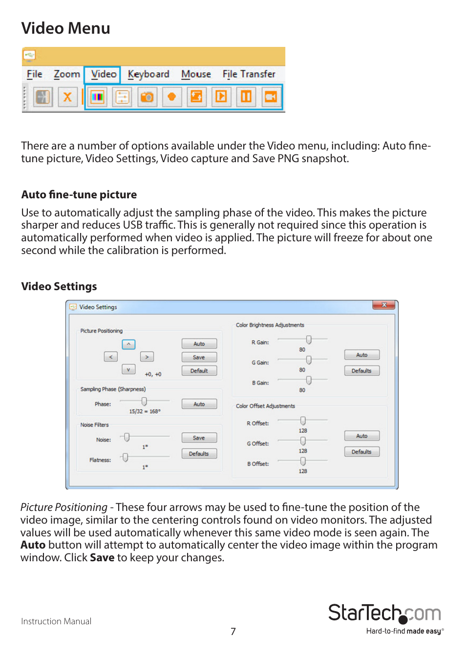 Video menu | StarTech.com NOTECONS02 Manual User Manual | Page 10 / 25