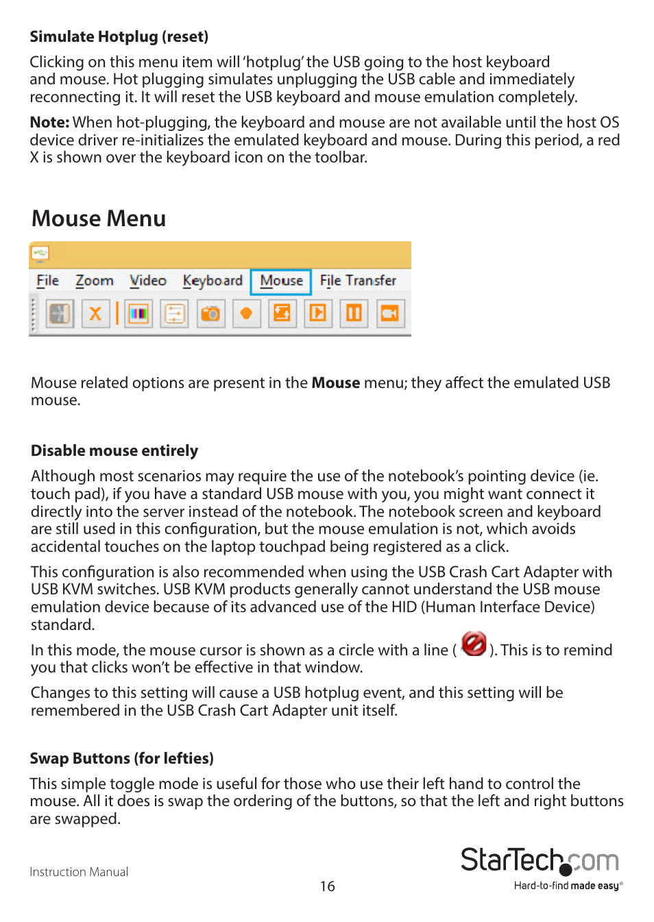 Mouse menu | StarTech.com NOTECONS02 Manual User Manual | Page 19 / 25