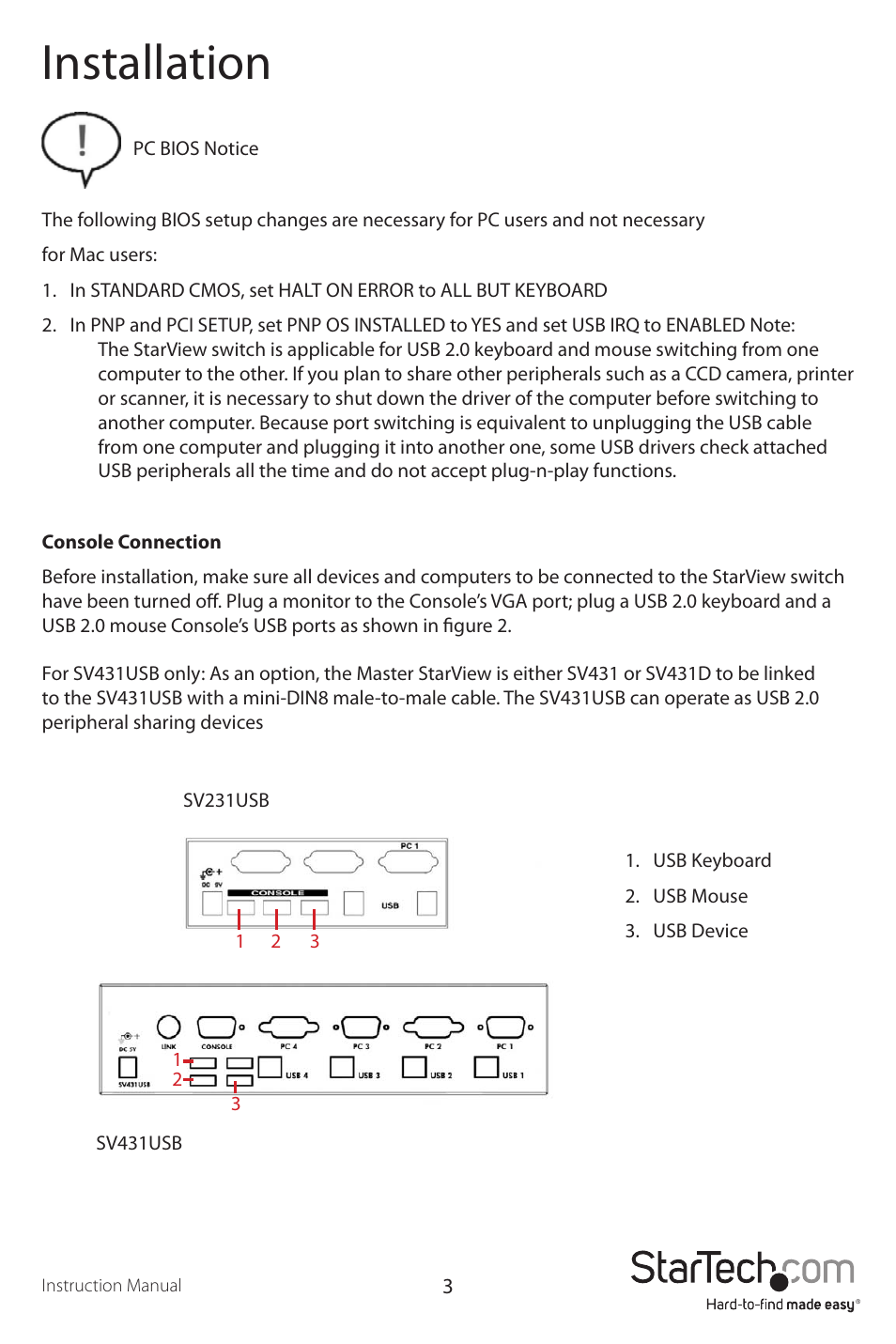 Installation | StarTech.com SV431USB User Manual | Page 6 / 13