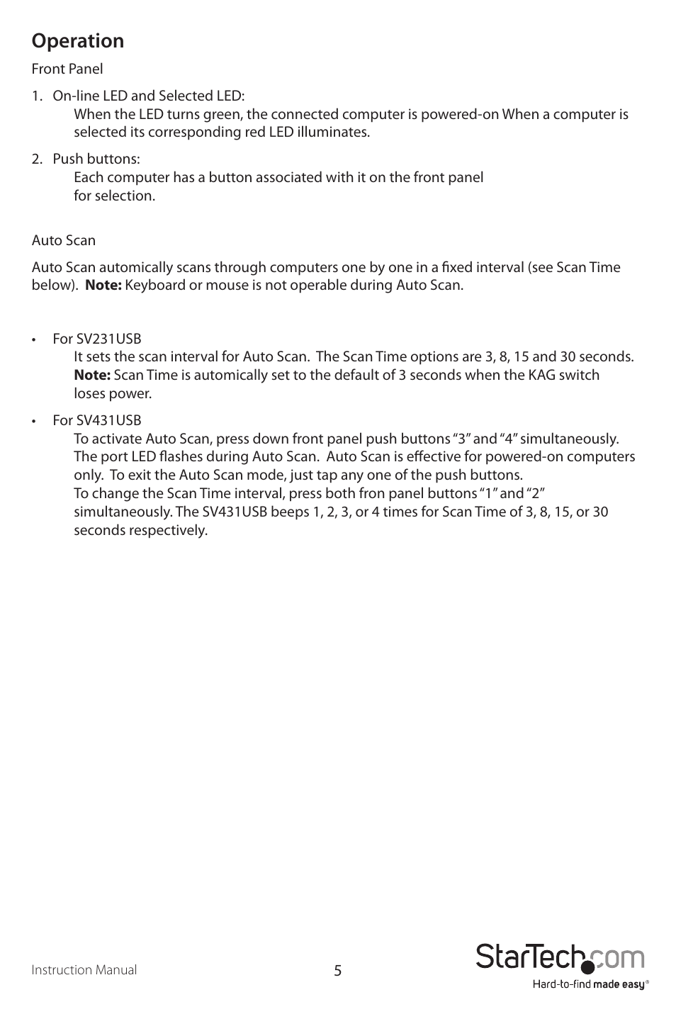 Operation | StarTech.com SV431USB User Manual | Page 8 / 13