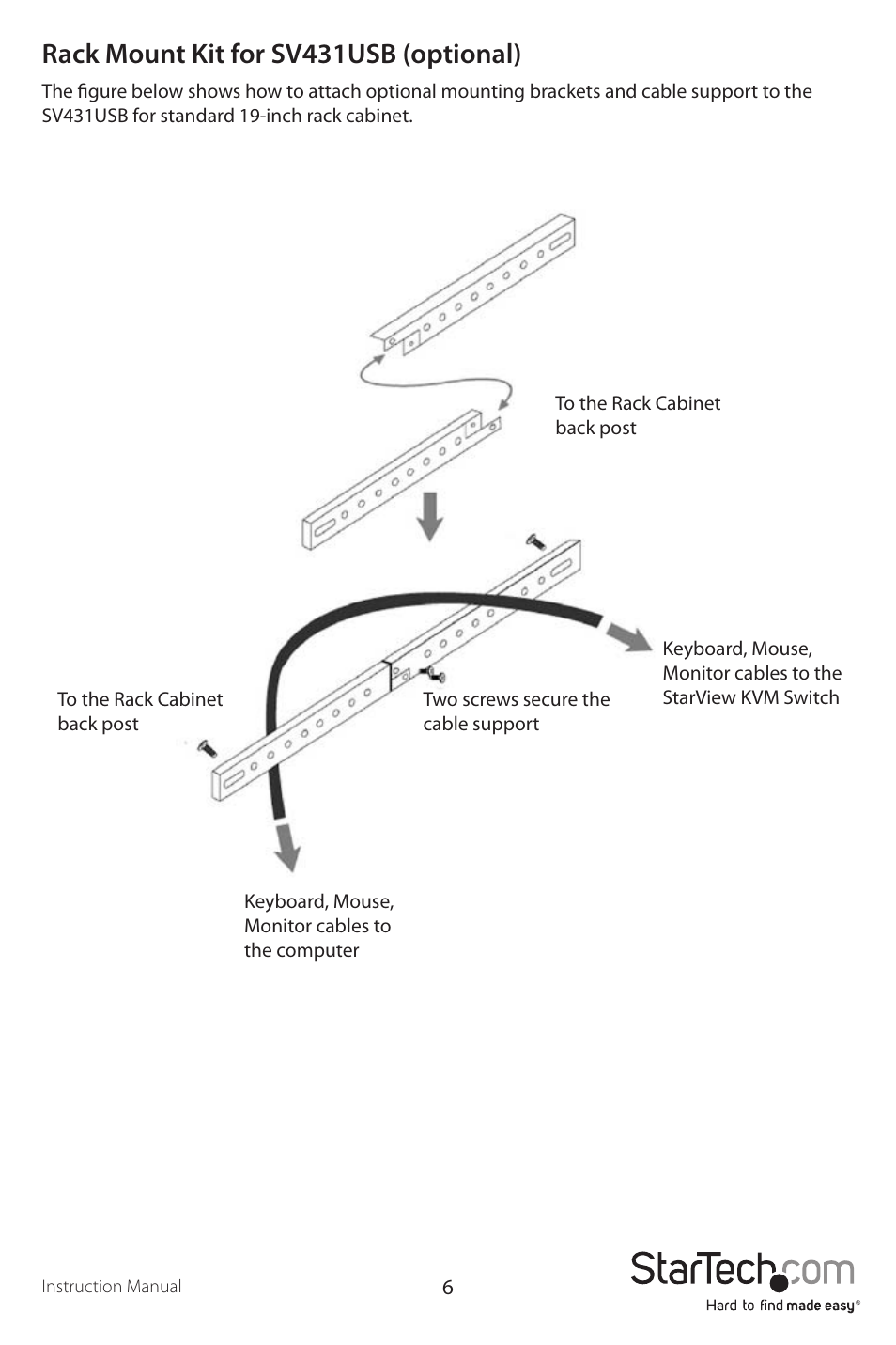 Rack mount kit for sv431usb (optional) | StarTech.com SV431USB User Manual | Page 9 / 13