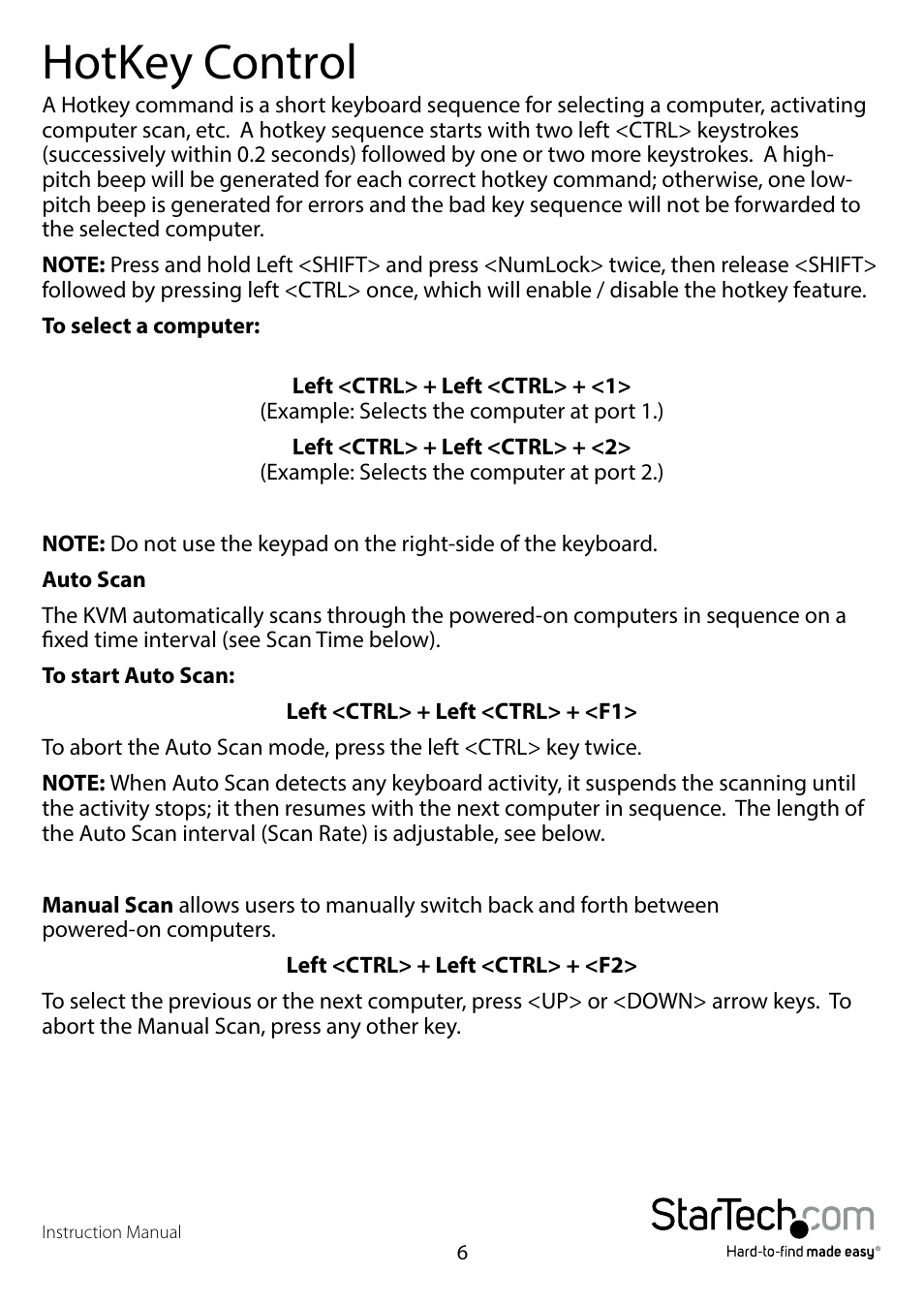 Hotkey control | StarTech.com SV431DDVDUA User Manual | Page 10 / 16