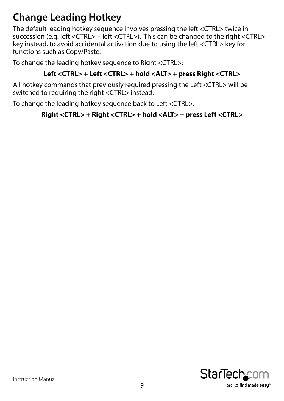 Change leading hotkey | StarTech.com SV431DDVDUA User Manual | Page 13 / 16