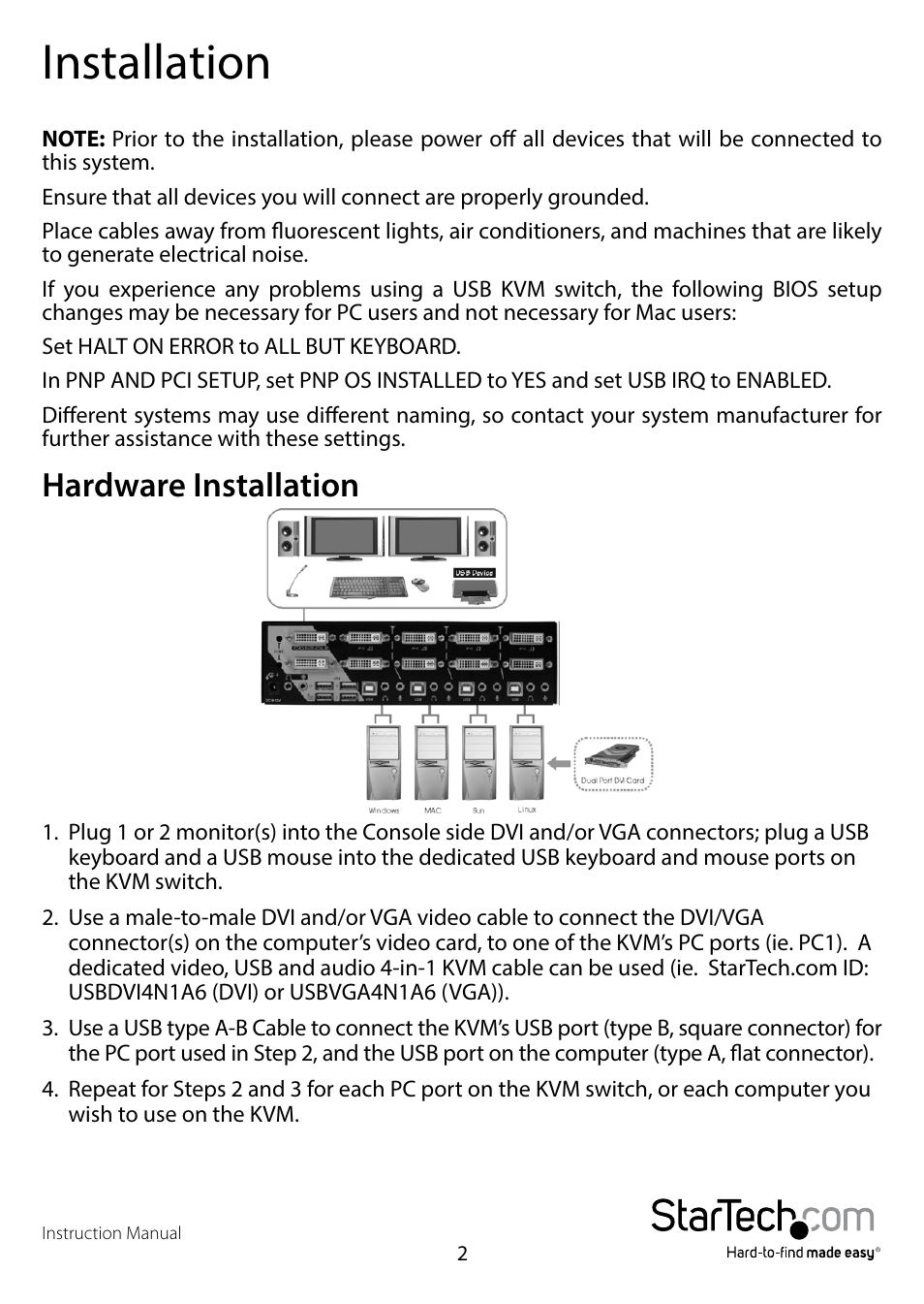 Installation, Hardware installation | StarTech.com SV431DDVDUA User Manual | Page 6 / 16