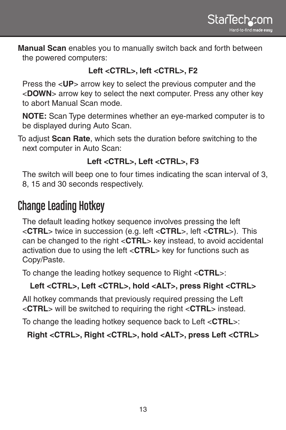 Change leading hotkey | StarTech.com SV1631DUSBU User Manual | Page 16 / 20