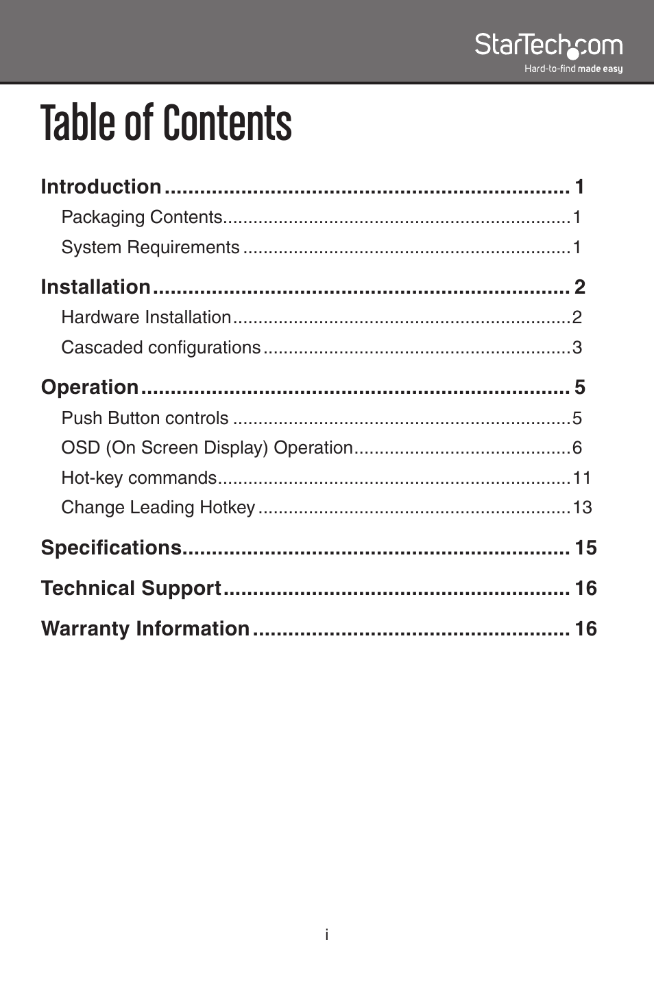 StarTech.com SV1631DUSBU User Manual | Page 3 / 20