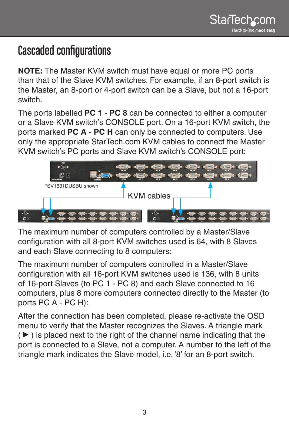 Cascaded configurations | StarTech.com SV1631DUSBU User Manual | Page 6 / 20