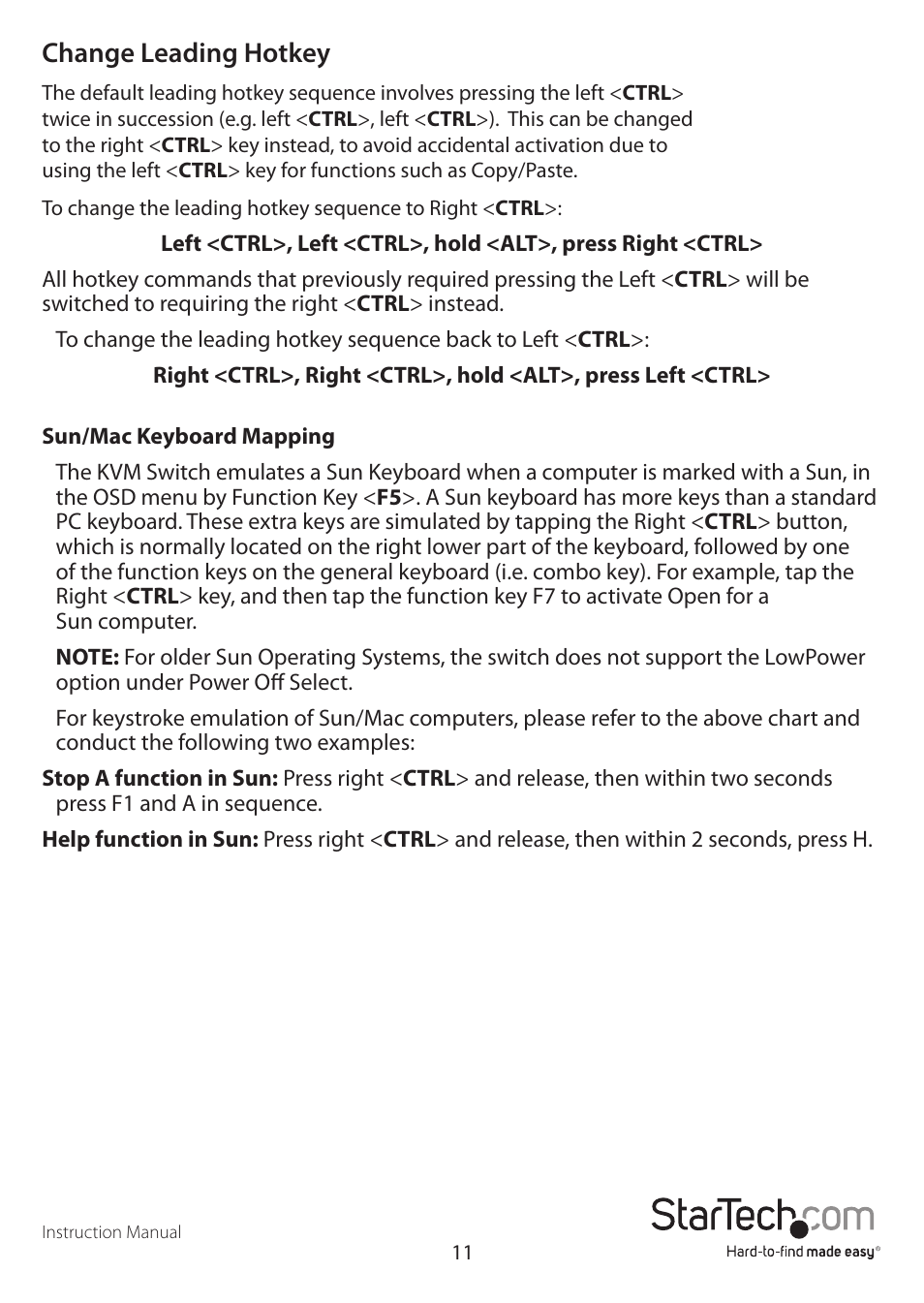 Change leading hotkey | StarTech.com SV1631DUSBUK User Manual | Page 14 / 17