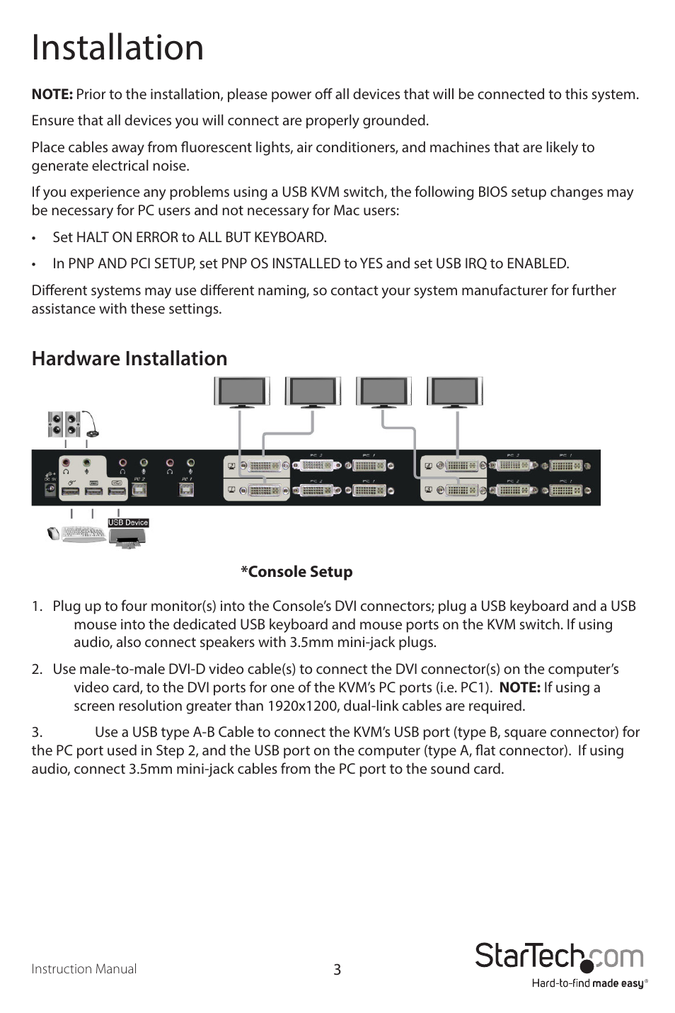 Installation, Hardware installation | StarTech.com SV231QDVIUA User Manual | Page 6 / 14
