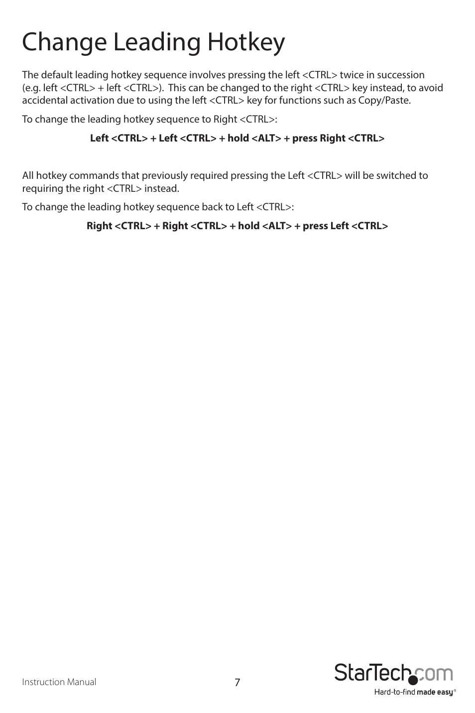 Change leading hotkey | StarTech.com SV231DVIUAHR User Manual | Page 10 / 13