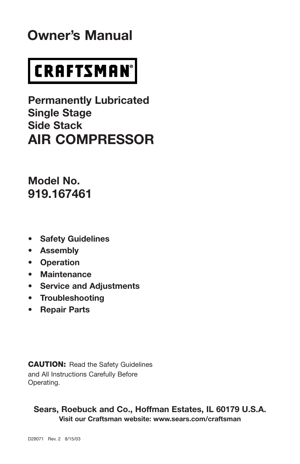 Craftsman 919.167461 User Manual | 44 pages