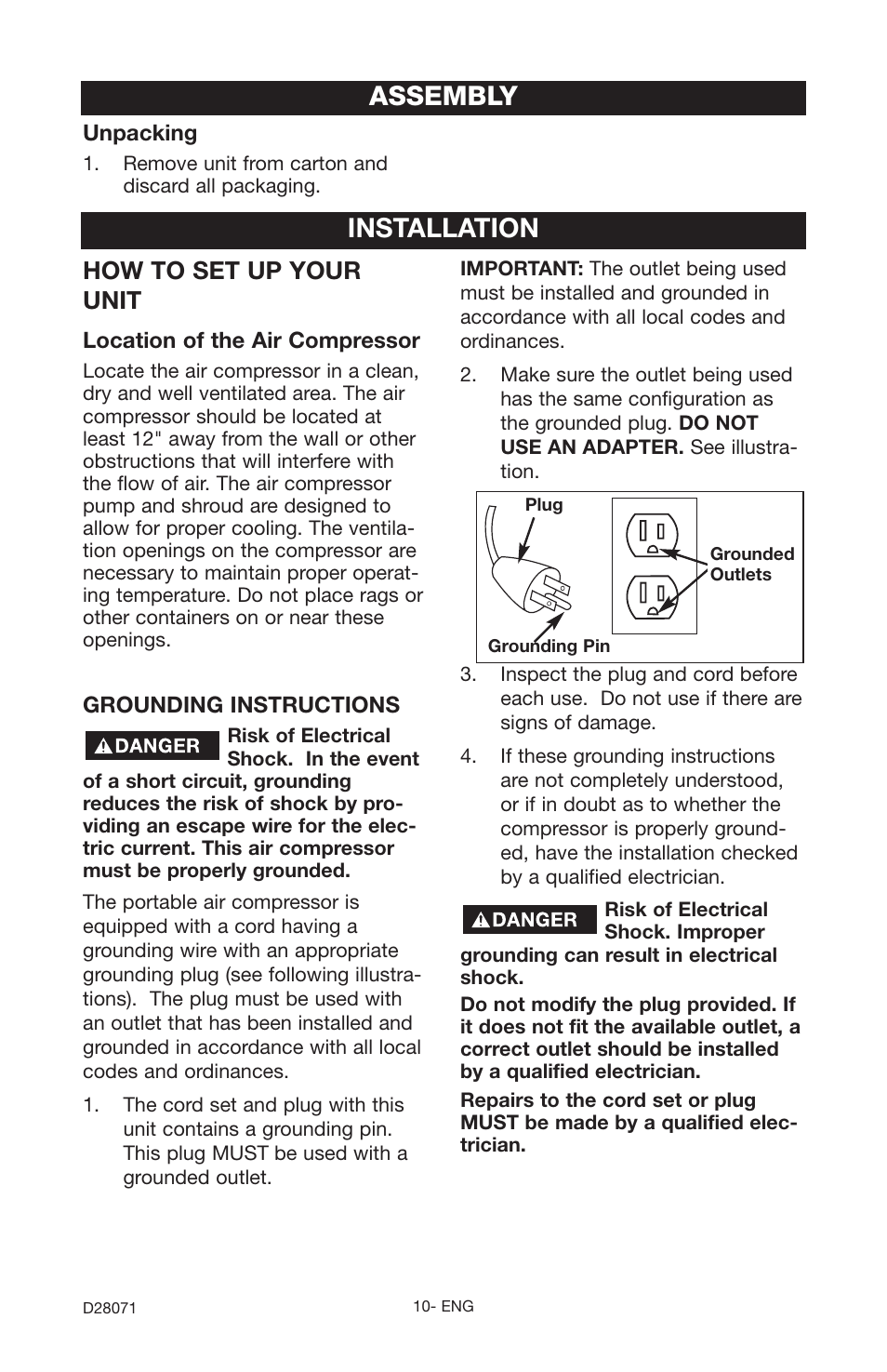 Installation, Assembly, How to set up your unit | Craftsman 919.167461 User Manual | Page 10 / 44