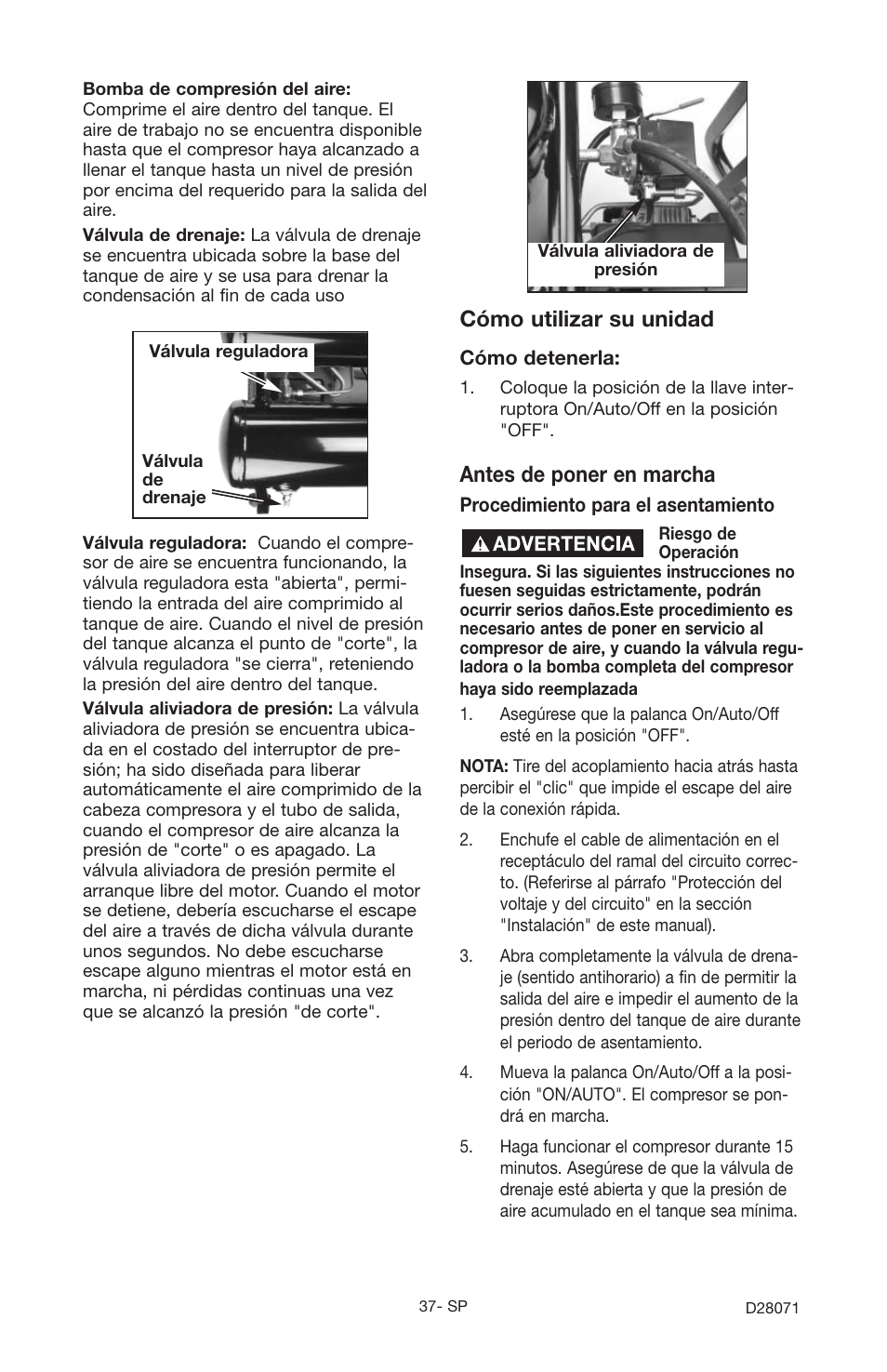 Antes de poner en marcha, Cómo utilizar su unidad | Craftsman 919.167461 User Manual | Page 33 / 44
