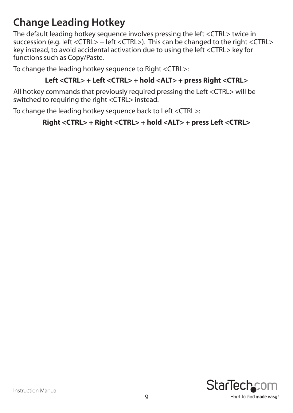 Change leading hotkey | StarTech.com SV231DPDDUA User Manual | Page 12 / 15