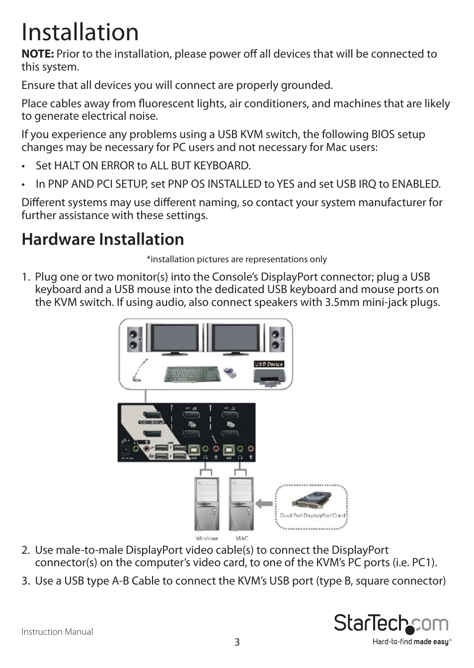 Installation, Hardware installation | StarTech.com SV231DPDDUA User Manual | Page 6 / 15