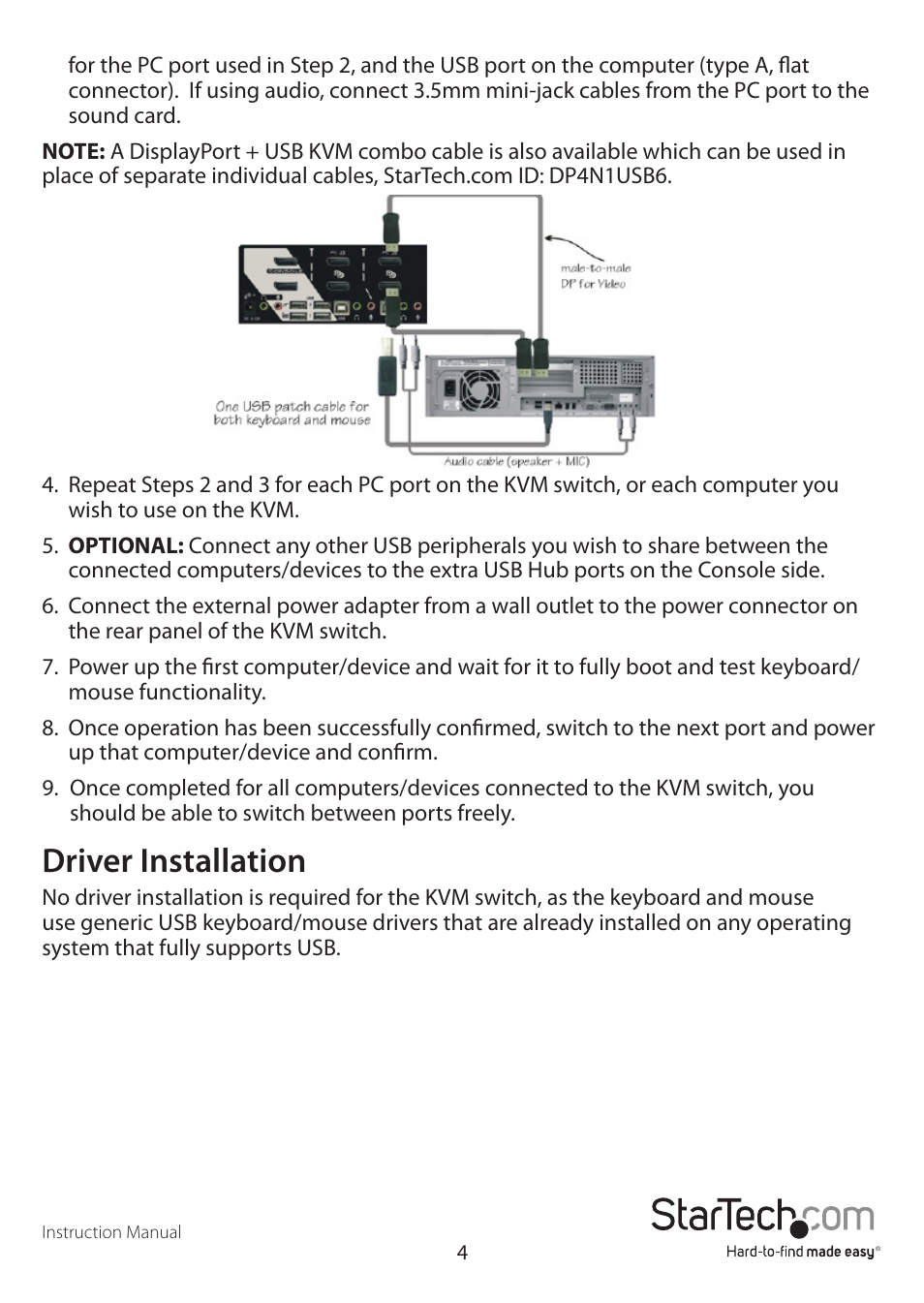 Driver installation | StarTech.com SV231DPDDUA User Manual | Page 7 / 15