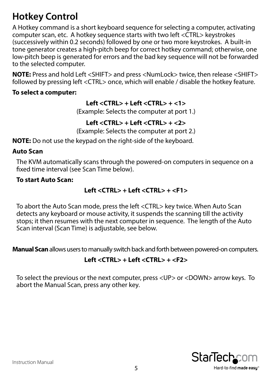 Hotkey control | StarTech.com SV431TDVIUA User Manual | Page 8 / 15