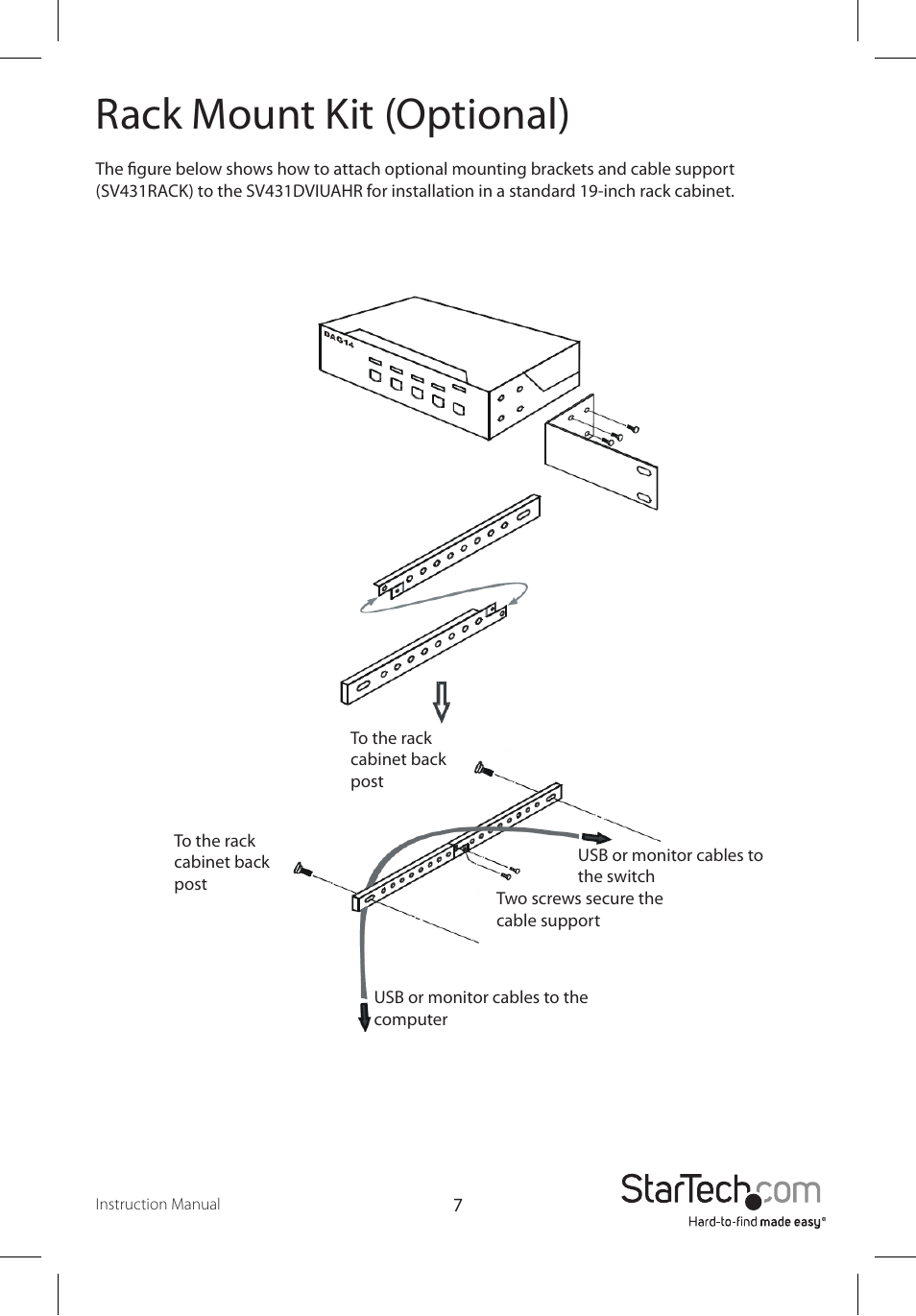 Rack mount kit (optional) | StarTech.com SV431DVIUAHR User Manual | Page 10 / 15