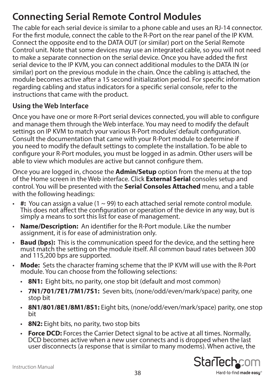 Connecting serial remote control modules | StarTech.com SV841DUSBI User Manual | Page 43 / 52