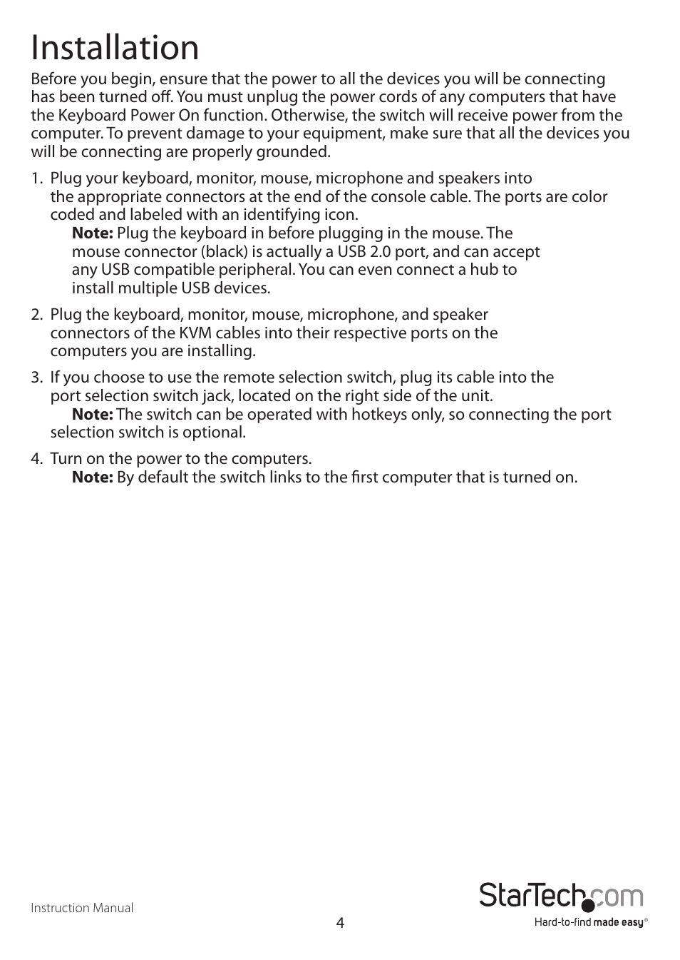 Installation | StarTech.com SV215MICDVIA User Manual | Page 7 / 12