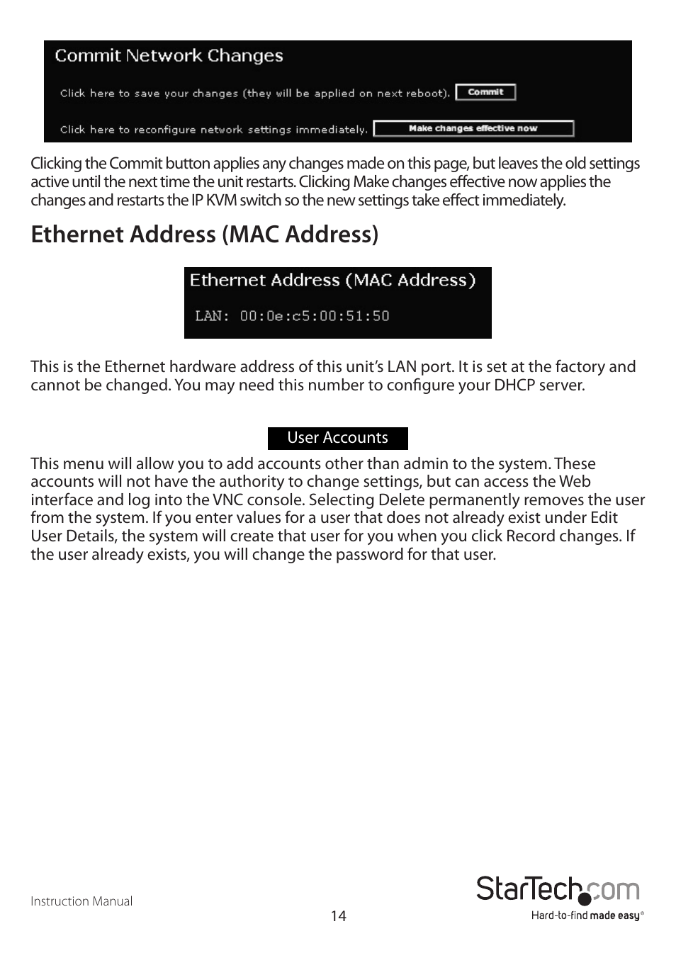 Ethernet address (mac address) | StarTech.com SV1641HDIE User Manual | Page 19 / 58