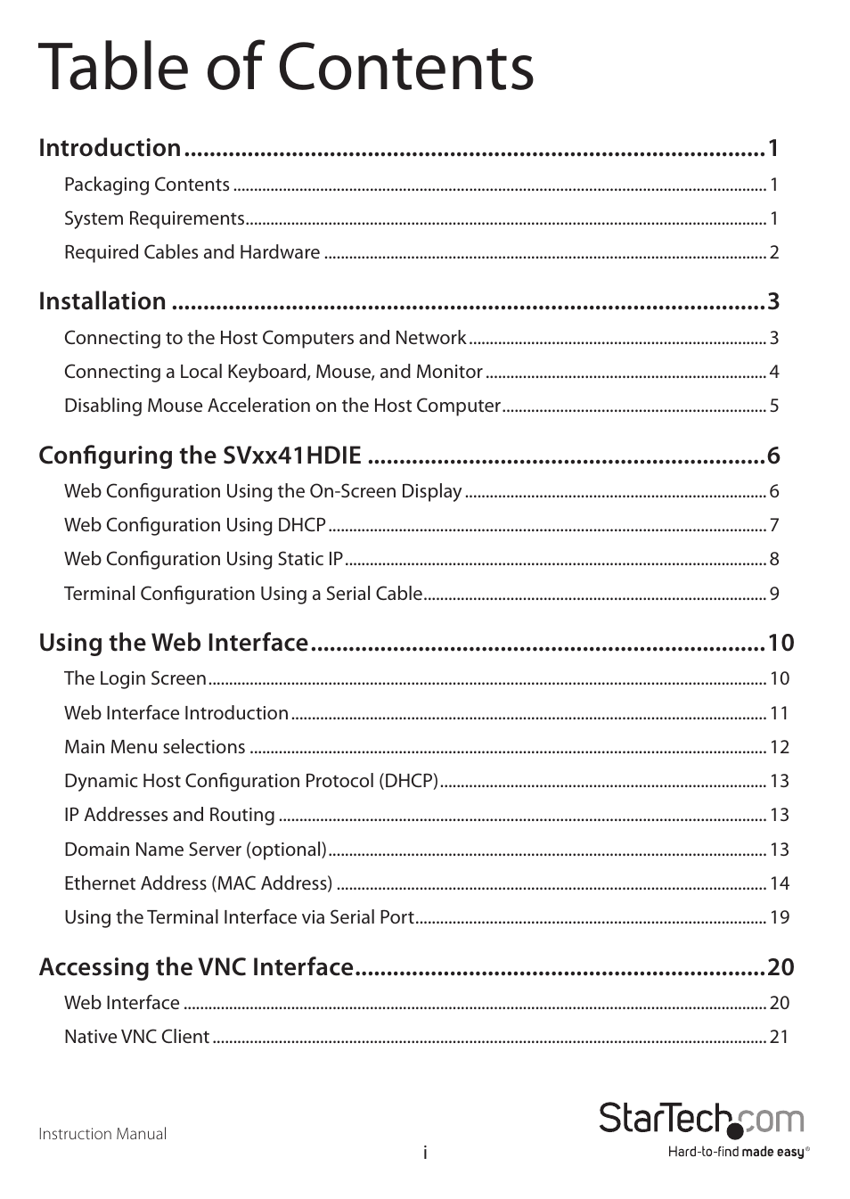 StarTech.com SV1641HDIE User Manual | Page 3 / 58