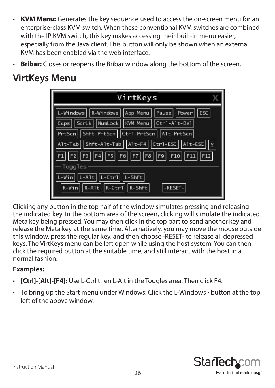 Virtkeys menu | StarTech.com SV1641HDIE User Manual | Page 31 / 58