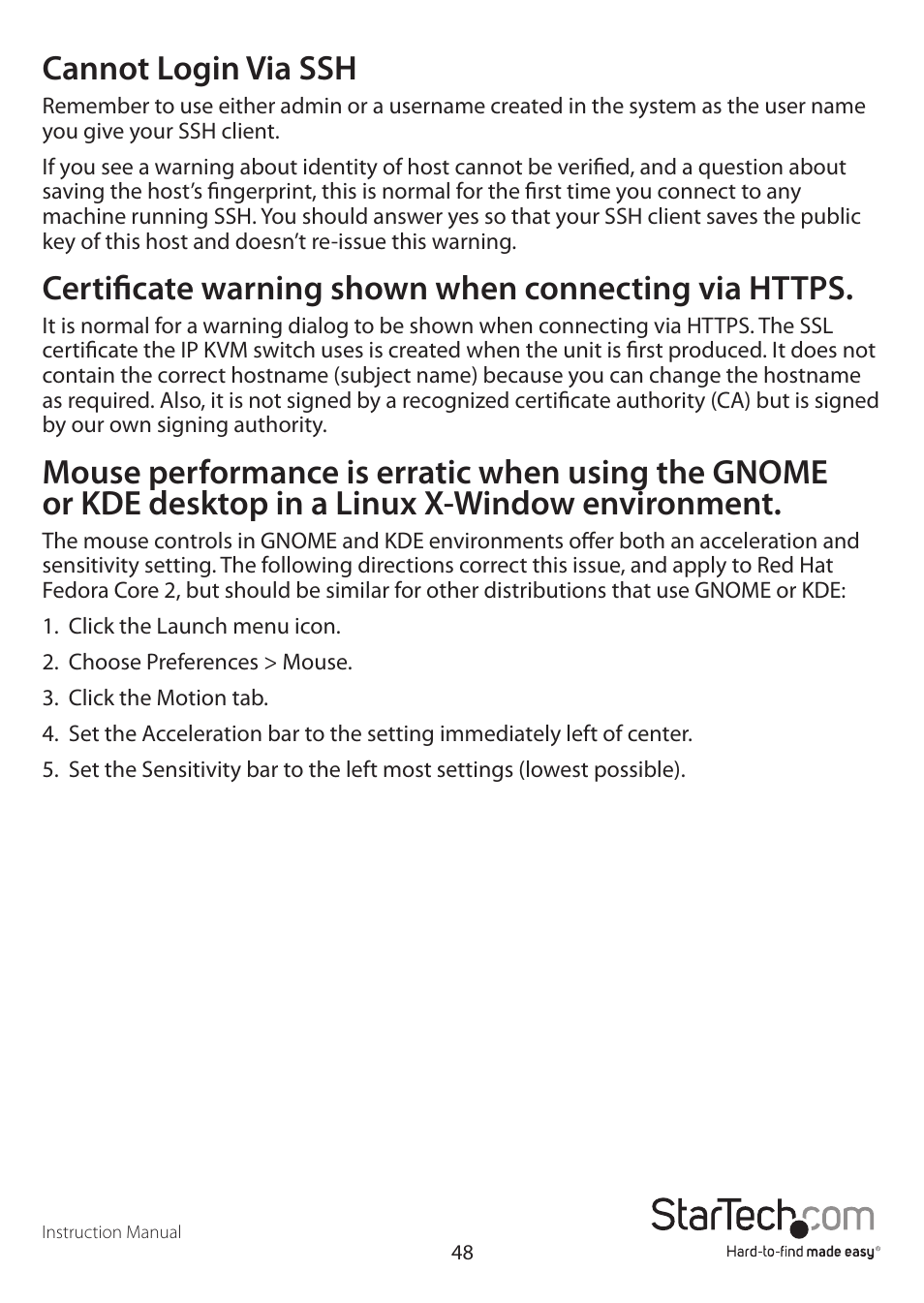 Cannot login via ssh | StarTech.com SV1641HDIE User Manual | Page 53 / 58