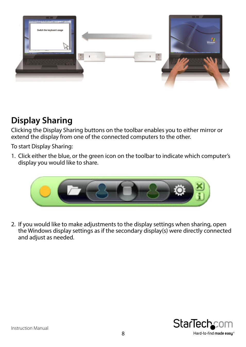 Display sharing | StarTech.com SVUSB3DSA User Manual | Page 10 / 16