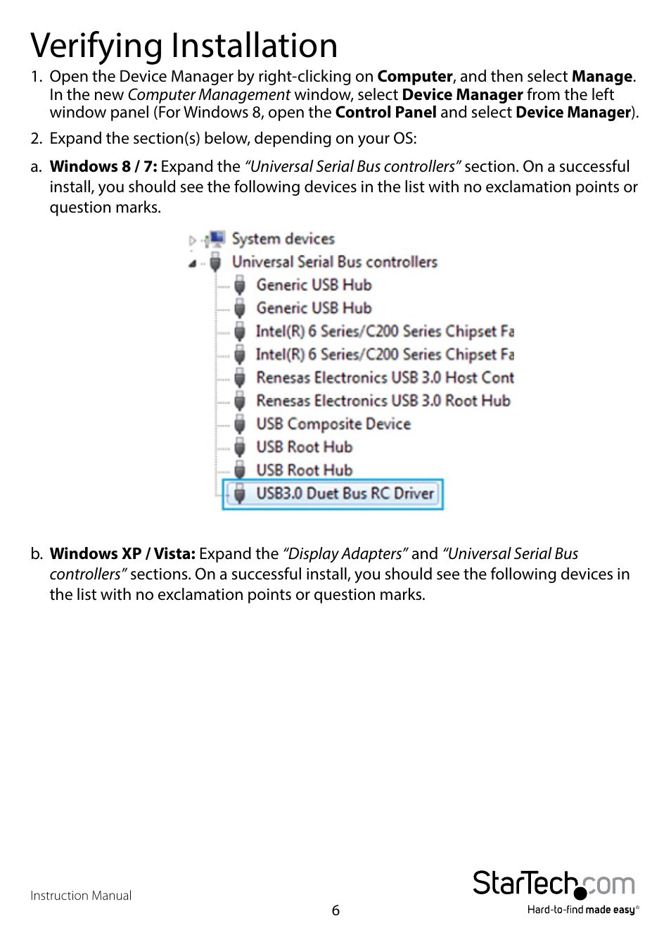 Verifying installation | StarTech.com SVUSB3DSA User Manual | Page 8 / 16