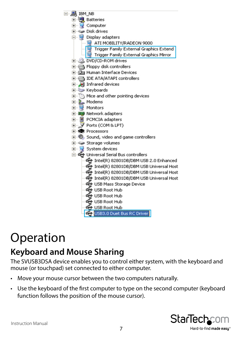 Operation, Keyboard and mouse sharing | StarTech.com SVUSB3DSA User Manual | Page 9 / 16